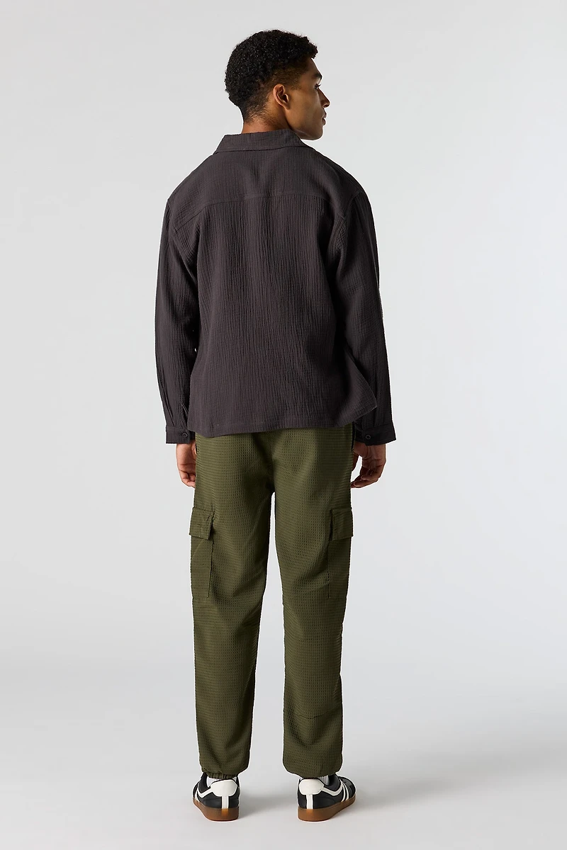 Jogger cargo en tricot gaufré