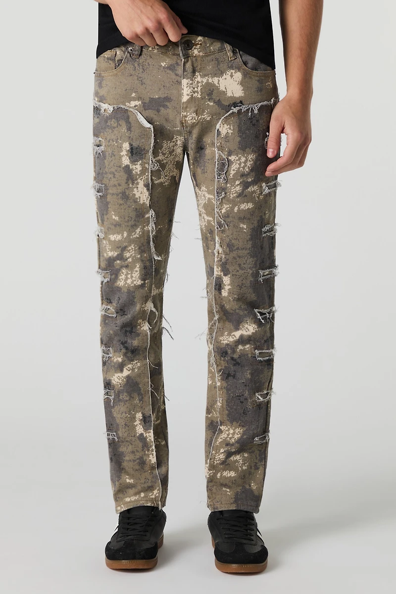 Camo Distressed Slim Jean
