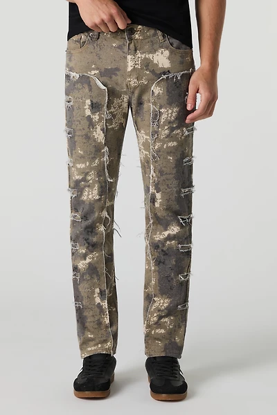 Camo Distressed Slim Jean