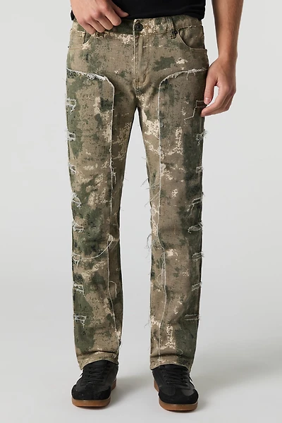 Camo Distressed Slim Jean