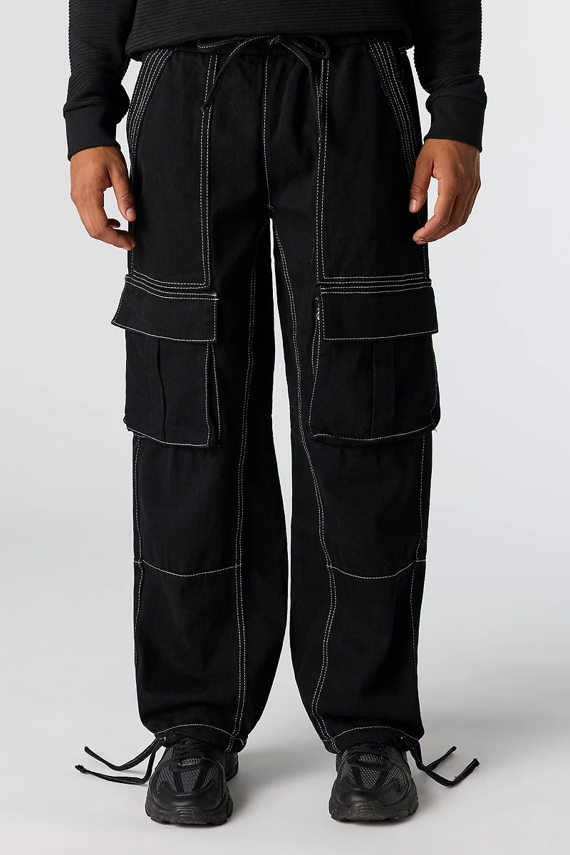 Denim Wide Leg Cargo Jogger