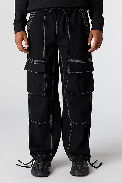 Denim Wide Leg Cargo Jogger