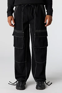 Denim Wide Leg Cargo Jogger