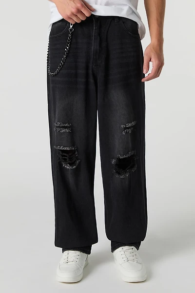 Distressed Baggy Jean with Chain