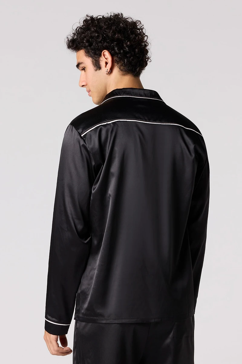 Haut de pyjama boutonné en satin