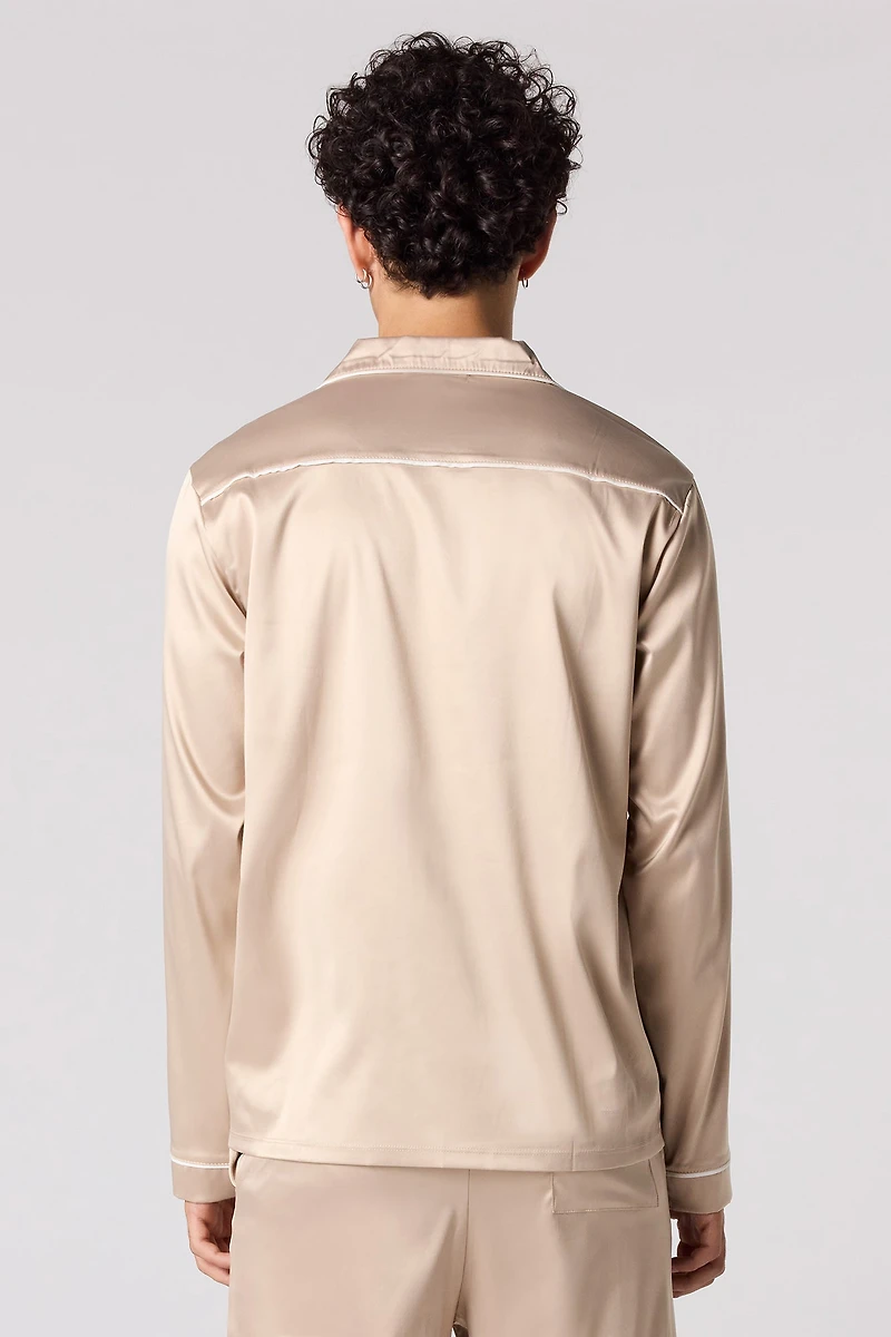 Haut de pyjama boutonné en satin