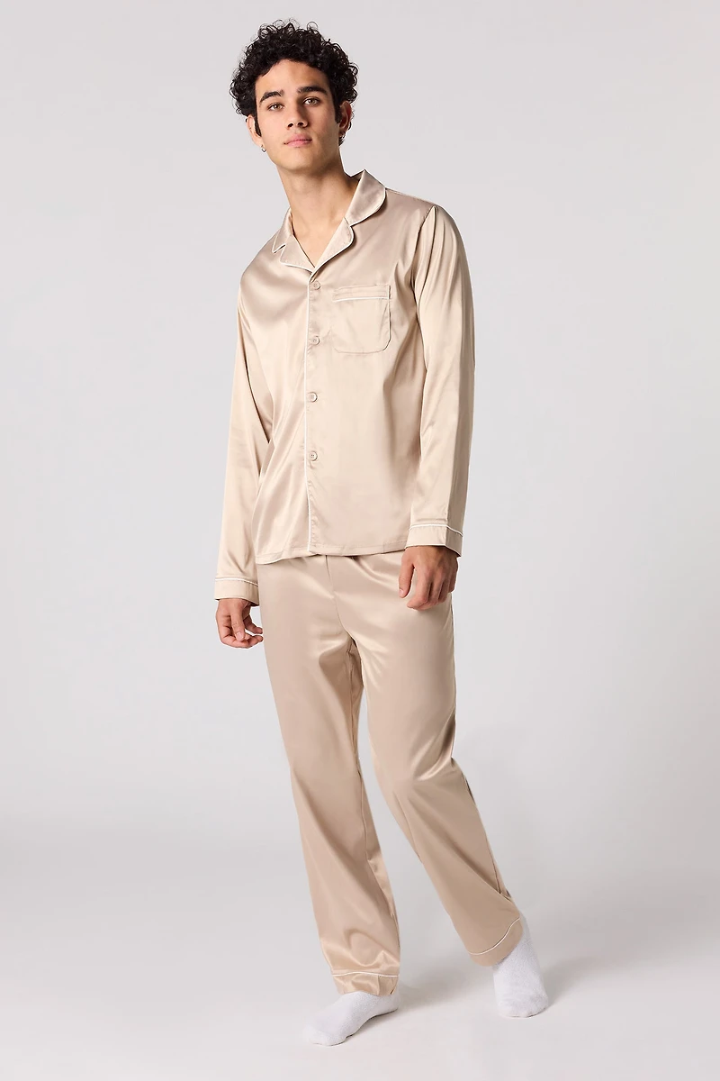 Haut de pyjama boutonné en satin