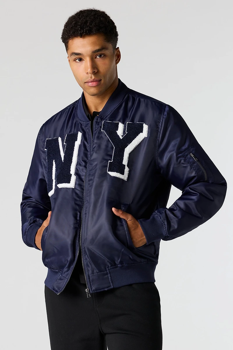 Blouson aviateur avec motif brodé en chenille