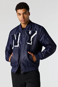 Blouson aviateur avec motif brodé en chenille