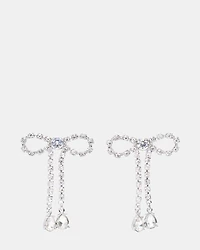 RHINESTONE BOW EARRINGS SILVER