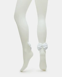 BRIDAL BOW TIGHTS SHEER WHITE
