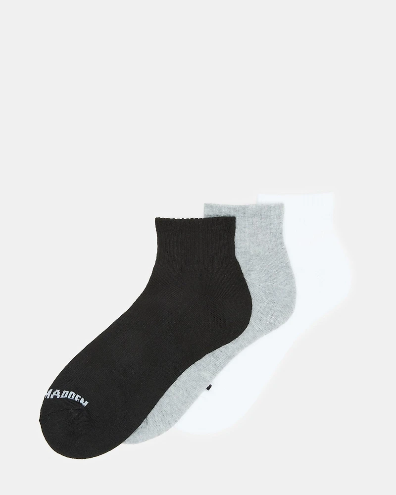 SPORT CUSHION QUARTER SOCKS BLACK/WHITE