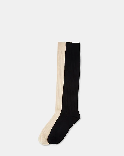 RIBBED KNEE HIGH SOCKS BLACK/TAN