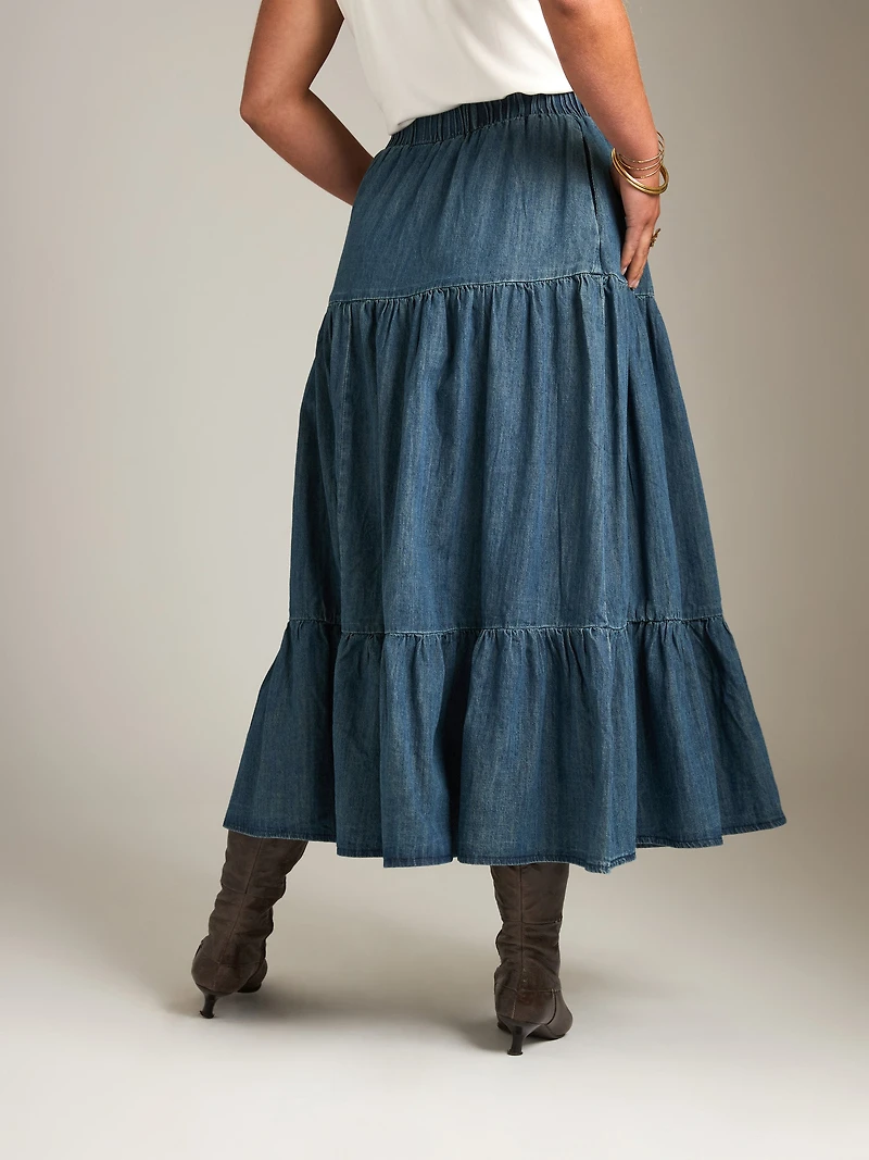 Tiered Denim Skirt
