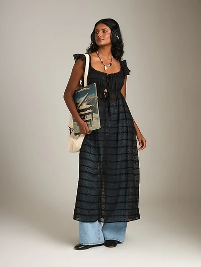 Sheer Textured Chiffon Dress