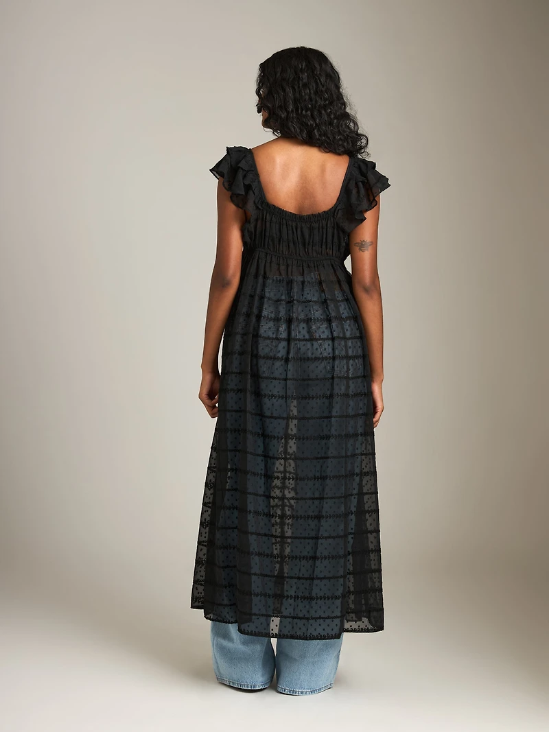 Sheer Textured Chiffon Dress