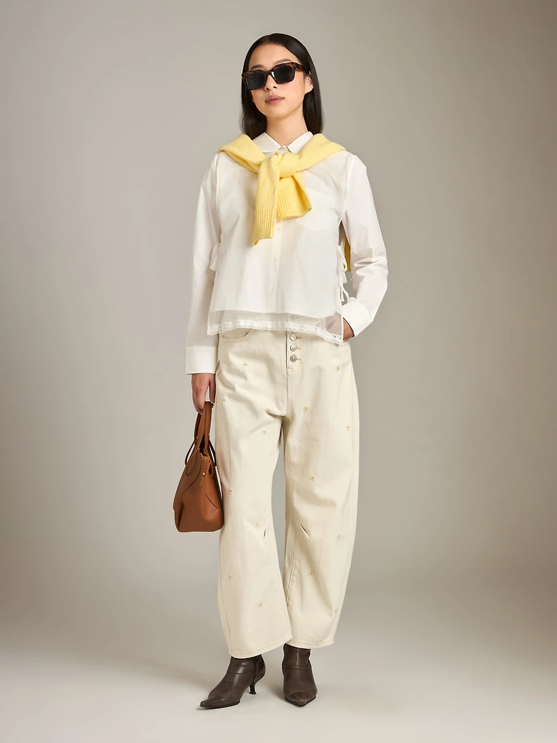 Flower Embroidery Pants