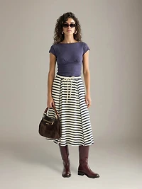 Drawstring Stripe Skirt