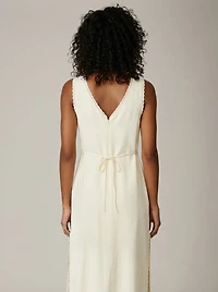 Cotton Lace Trim Midi Dress