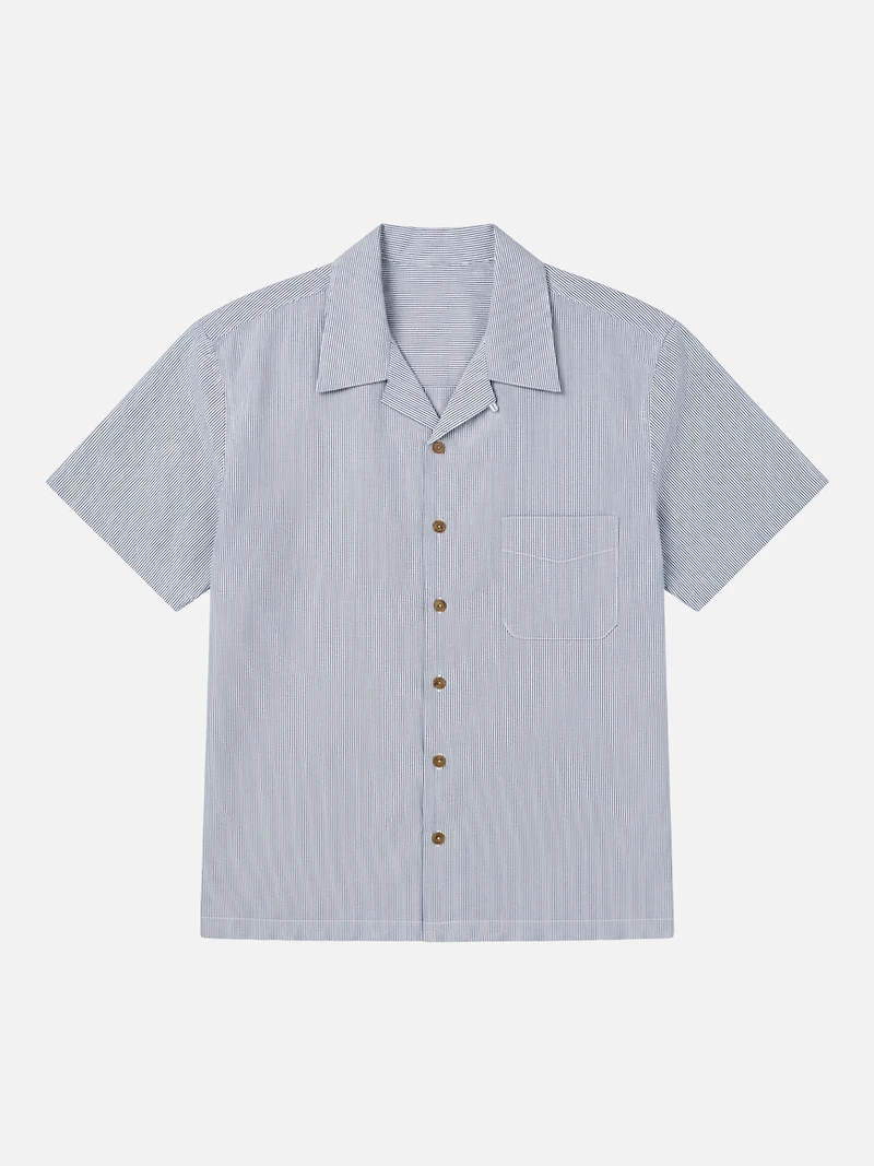 Textured Stripe Camp Shirt