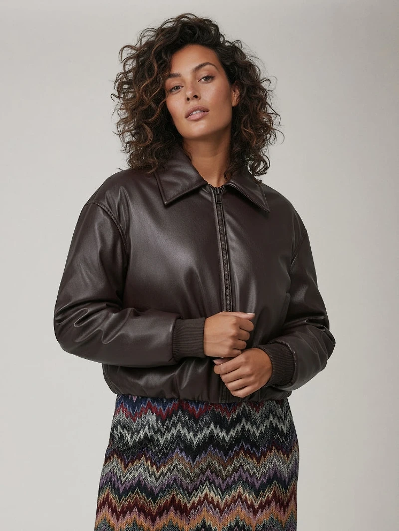Marie Faux Leather Puffer Jacket