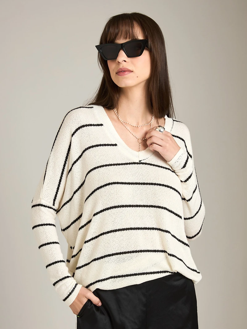 Stripe Boxy Long Sleeve Top