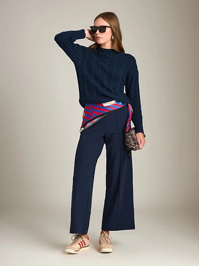 Ada Funnel Neck Cable Pullover Sweater