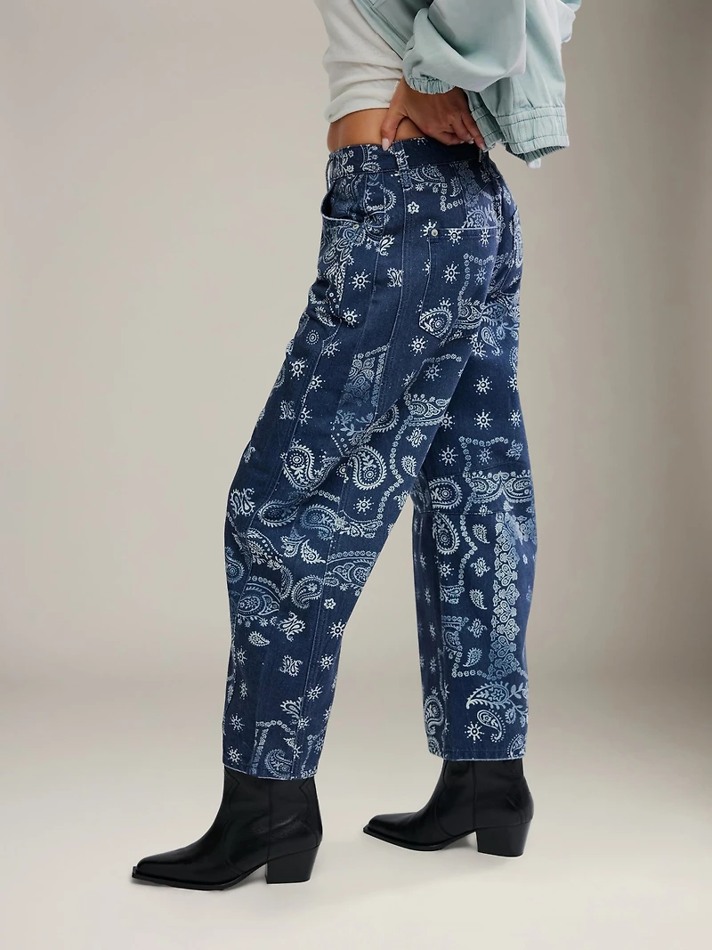 Good Luck Printed Barrel Jeans