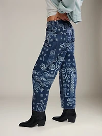 Good Luck Printed Barrel Jeans