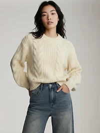 Kelly Chunky Knit Cable Crewneck Sweater