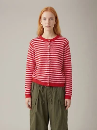 Stripe Crewneck Cardigan