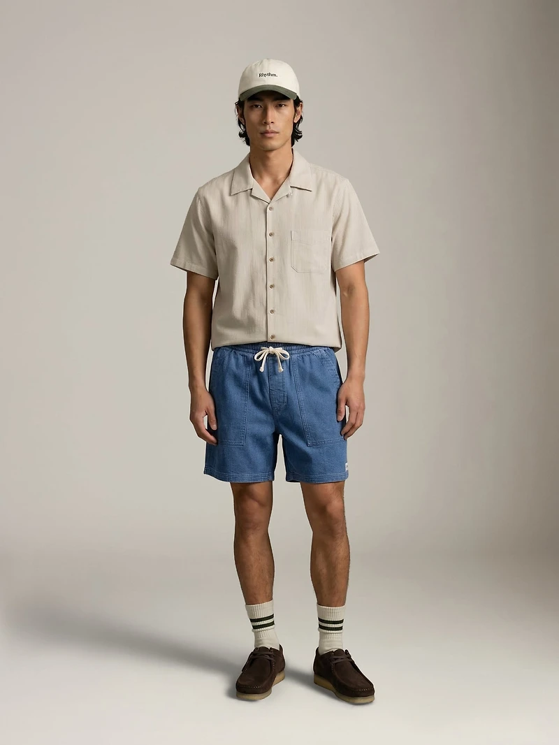 Textured Stripe Camp Shirt