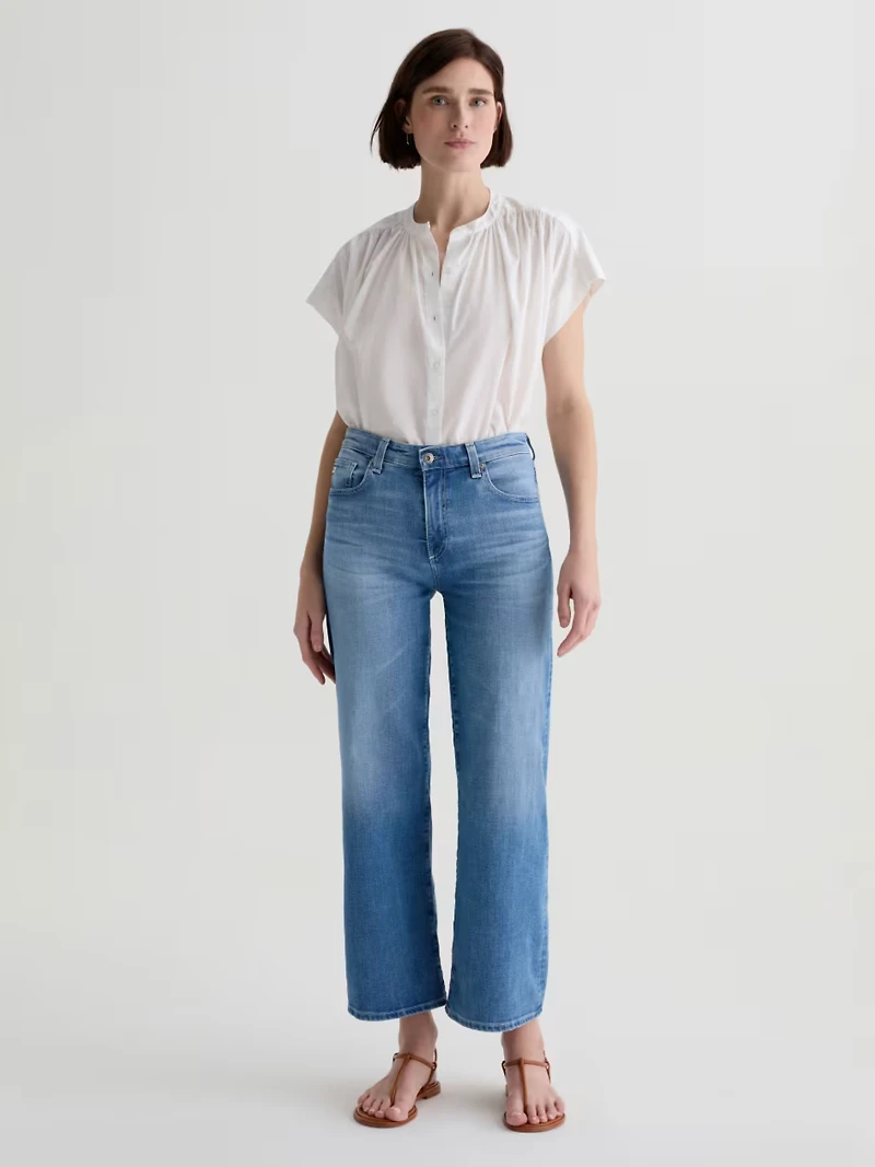 Saige Wide Leg Crop Jeans - Oceanic