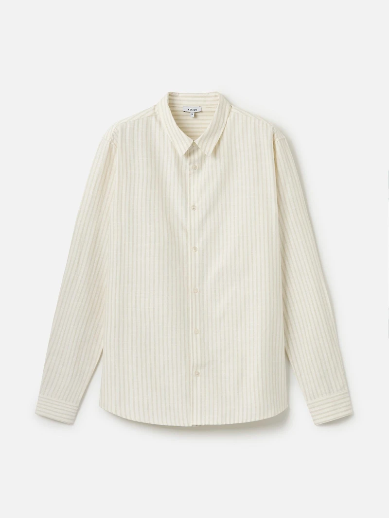 Classic Striped Long Sleeve Button Up Shirt