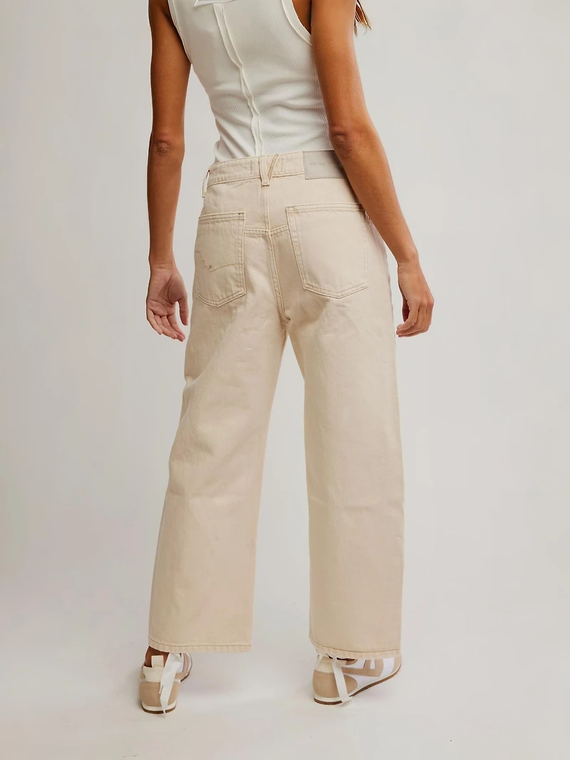 Deep Trance Dropped Boyfriend Jeans - Casual Khaki