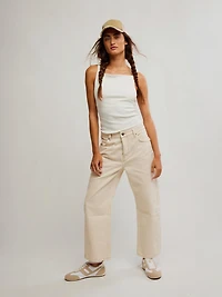 Deep Trance Dropped Boyfriend Jeans - Casual Khaki