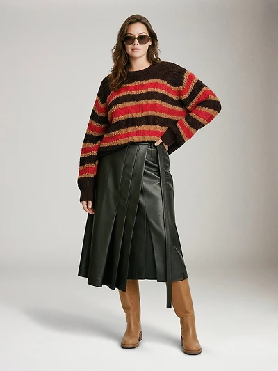 Frankie Cable Striped Pullover Sweater