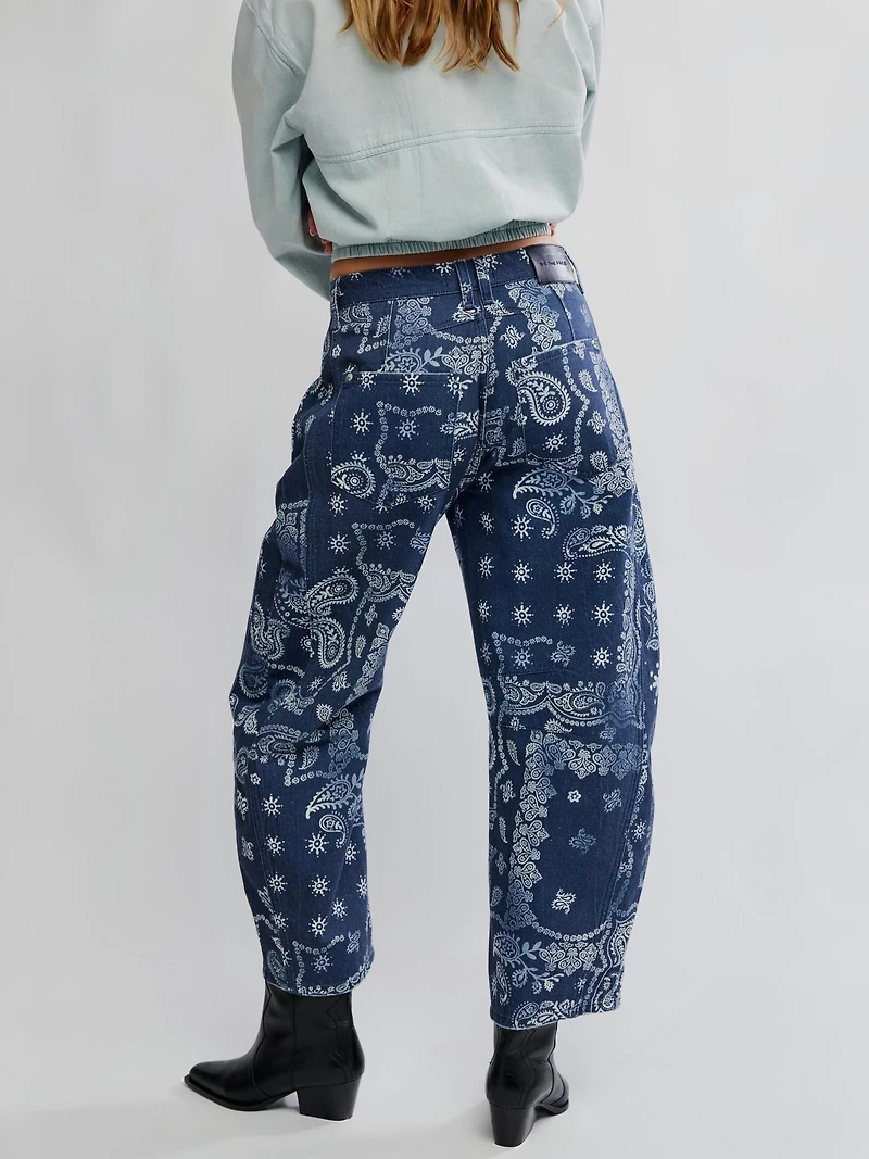 Good Luck Printed Barrel Jeans