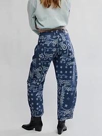 Good Luck Printed Barrel Jeans