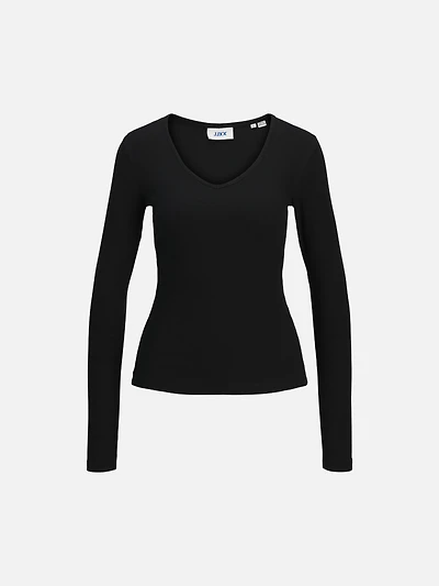 Freya Rib Longsleeve V-neck T-Shirt