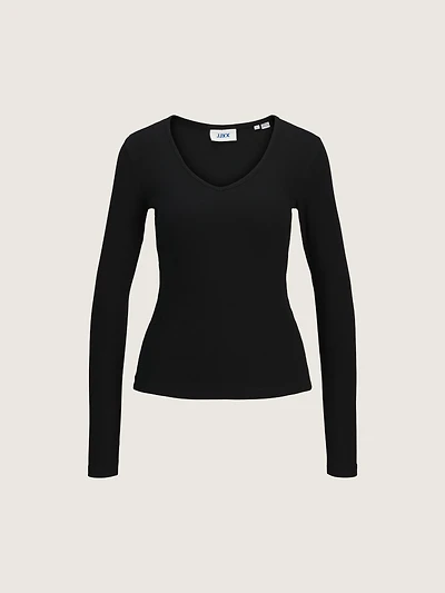 Freya Rib Longsleeve V-neck T-Shirt