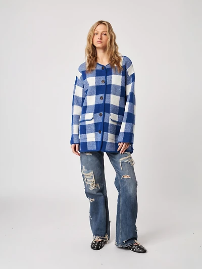 Jones Plaid Long Cardigan