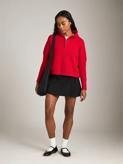 Ottoman Solid Colby Quarter Zip Pullover - Cherry