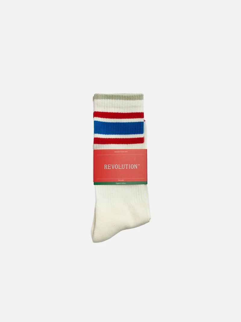 Jacquard Stripe Crew Socks