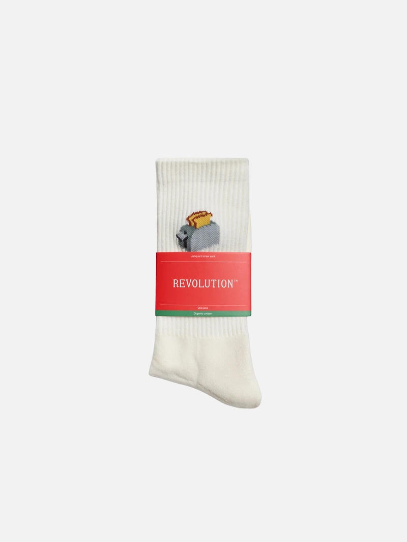 Jacquard Toast Crew Socks