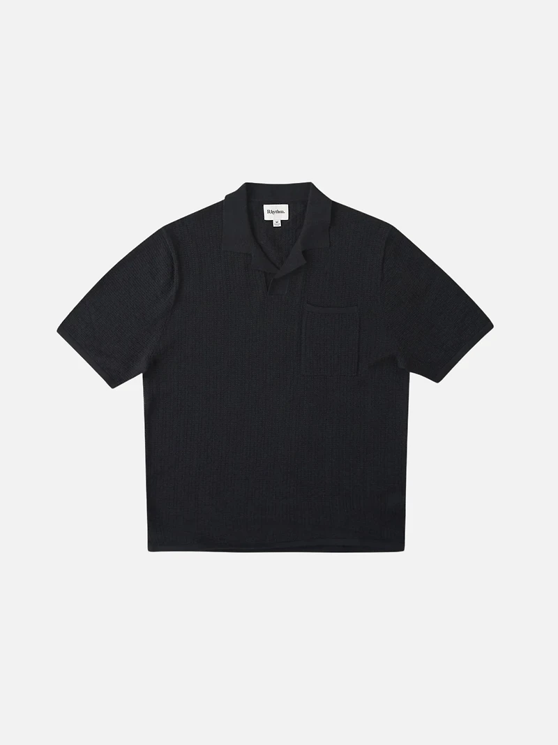 Textured Knit Johnny Polo