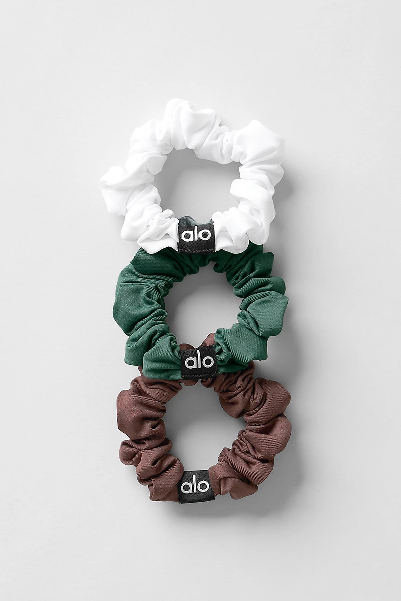 Fresh Mini Scrunchie 3-Pack - Brownstone/White/Clover Green