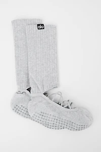 Women's Strappy Siren Grip Sock - Athletic Heather Grey