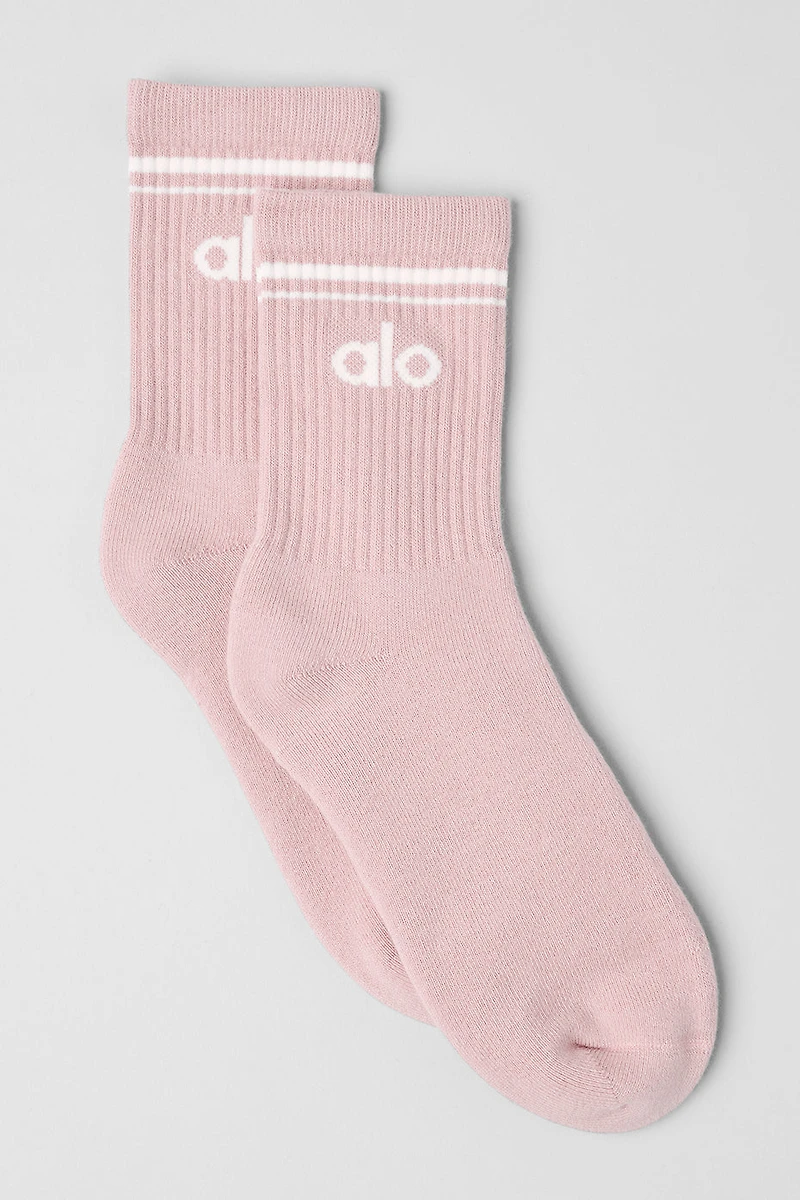 Unisex Half-Crew Throwback Sock - Ballet Pink/White