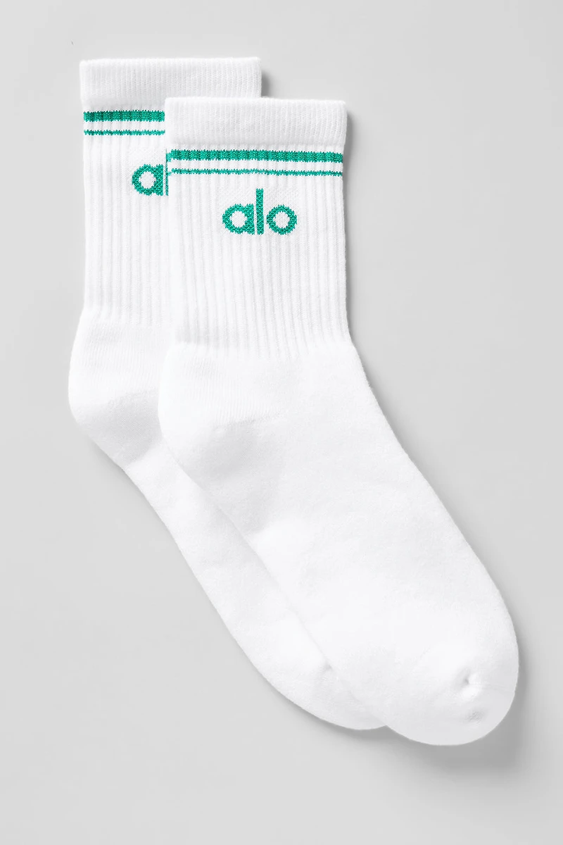 Unisex Half-Crew Throwback Sock - White/Spruce Green